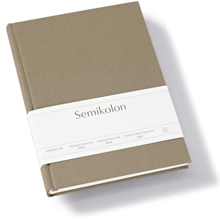Semikolon 370042 Notizbuch Classic A5 liniert - 176 Seiten, cremeweißes Papier - Lesezeichen - fango beige