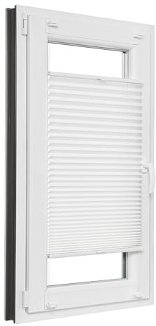 Estika Plissee 45 cm x 230 cm – Weiß, Klemm-Plissee ohne Bohren, Fensterrollos und Jalousien für Innenräume, Raffrollo