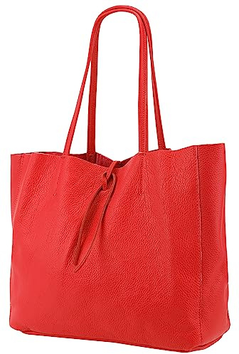 SH Leder ® Damen Echt Rindleder Shopper in Querformat mit Innentasche in vielen Farben Schultertasche Henkeltasche 30x37cm Maja G514
