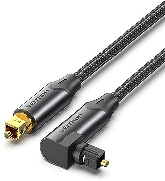 VENTION Cavo audio ottico digitale a 90 gradi, cavo in fibra ottica con nylon intrecciato S/PDIF placcato oro, per Sound Bar, TV, Home Theater, PS4, Xbox, PlayStation