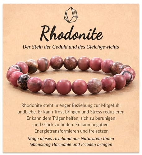 POWWA 100% Naturstein Armband – Stresslinderndes Armband mit Heilenden Edelsteinen, Glücksbringer & Energiearmband, Geschenk für Damen & Herren