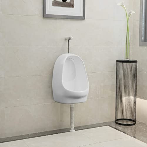 Homgoday Urinoir Suspendu avec Chasse d'eau en céramique Blanche, Meubles pour la Maison, intérieur, extérieur, Salon, Chambre à Coucher l