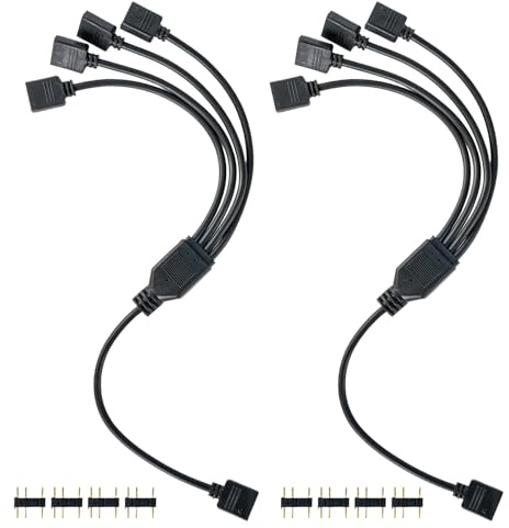 5V 3Pin Addressable RGB 1 to 4 Splitter Cable - Verlängern und verbinden Sie Ihre RGB-LED-Streifen und Ventilatoren