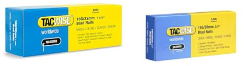 TACWISE 1712 Type 18G / 32 mm Galvanised Brad Nails, Silver, 4000 Pack & 0395 18G/ 20mm Nails for Nail Gun (Box of 5000)