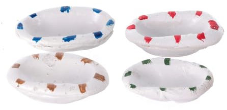 Teller aus Terrakotta, Set 4-teilig, Krippenzubehör, neapolitanischer Stil, für 10-12 cm Krippe