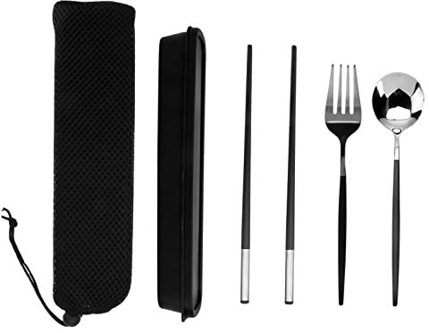 OKUMEYR Edelstahlgeschirr 4-teiliges Set Picknick-besteck Aufbewahrungskoffer Kompakte Leicht Zu Tragende Bestecktasche Für Den Außenbereich