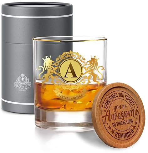 CROWNLY CRYSTAL® Personalisierte Whisky Gläser - Geschenk Für Männer, Papa, Mann, Herren - Geburtstagsgeschenk (A)
