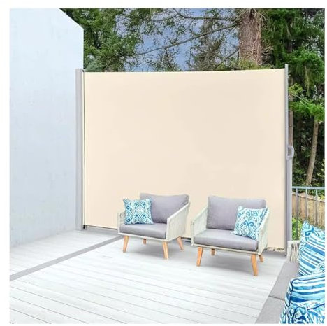 Seitenmarkise Aluminium Beige 180X400 Einziehbar Sichtschutz Sonnenschutz Windschutzscheibe für Balkon und Terrasse Garten für Außenbereich (Beige 200 x 450 cm)