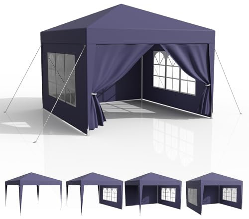 Gazebo 3x3, Tenda Impermeabile, Tendone Con Pareti Laterali, Tenda da Giardino Robusta con Picchetti, Gazebo con Corde di Fissaggio, UV50+, Tendoni Esterno per Feste-Matrimonio-Campeggio, Antracite