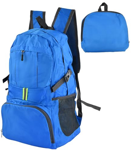 35 l lätt vikbar ryggsäck, packbara ryggsäckar, vandringsryggsäck ultralätt, vattentät utomhus sportig ryggsäck resa dagryggsäck för män kvinnor, blå, 23 x21 x3 cm