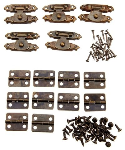 Möbel-Scharniere, Antik-Bronze, mit 26 x 15 mm, für Schmuckkästchen, Holzbox, Knebelverschluss, Möbelbeschläge, 15 Stück