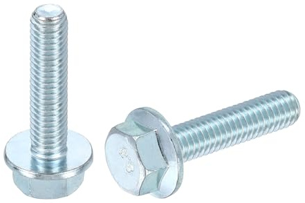 sourcing map Metric Flange Hex Cap Bolt M6-1.0x25mm 25pcs | Fully Thread DIN 6921 Flanged Bolts Hexagon Screws Carbon Steel Zinc Plated Blue/White
