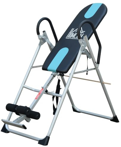 HOMCOM Inversionsbank Klappbar Schwerkrafttrainer mit Sicherheitsgurt | Inversionstisch, Verstellber Inversionswinkel, Streckbank, Entlastung der Wirbelsäule, Rückentrainer, bis 136kg