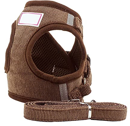 Halsband FüR Hunde Hunde-Step-In-Geschirr Leinen-Sets, ohne Zug, verstellbar, reflektierend, weich, aus Cord, Weste, Geschirr für Welpen, Yorkie, Chihuahua-Katzen Breites Hundehalsband (A, S)