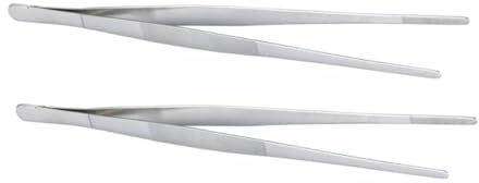 BESPORTBLE 2pcs Stainless Steel Meat Tongs Long BBQ Grilling Tongs for Sausages Food Clips