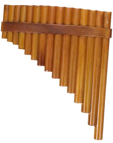 BESPORTBLE 15-röhrige Tragbare Panflöte aus Bambus Holzfarbe für Anfänger Flache Panpipe Musikinstrument