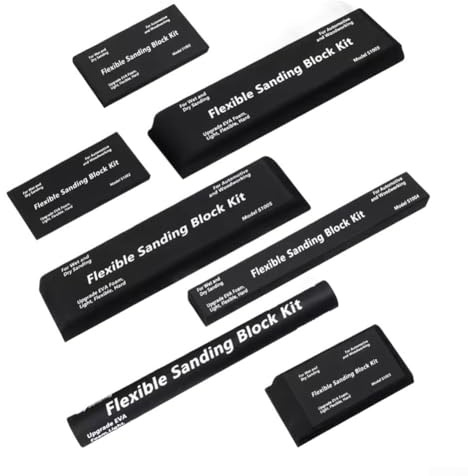ZiStarlilife Juego de 7 bloques de lijado de EVA negros para uso húmedo y seco, kit abrasivo de espuma flexible para carpintería, acabado de carrocería automática y lijado de detalles (17 piezas)