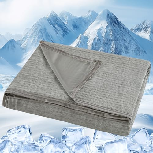 VK·LIVING Cooling Blanket Cooling Fiber Double Sides Summer Blankets | Q-Max ≥0.5 Lightweight Breathable Cool Throw for Bed Sofa Travel Hot Sleepers Adult Kids, 150X200CM Grey