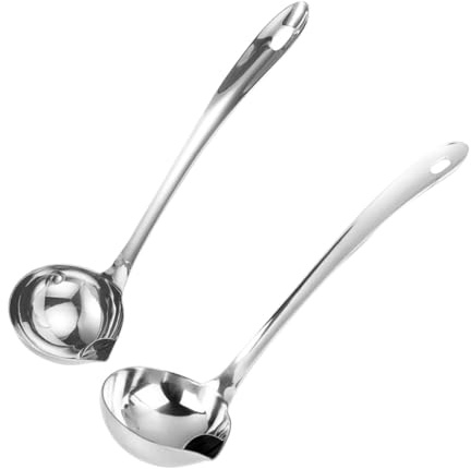 HIAKDOFT Edelstahl Fettabscheider Schöpfkelle Mit Ausgießer Suppenkelle Ölabschäumer Für Klare Suppe Küchenhelfer Zum Kochen 2 Stück 10.43in