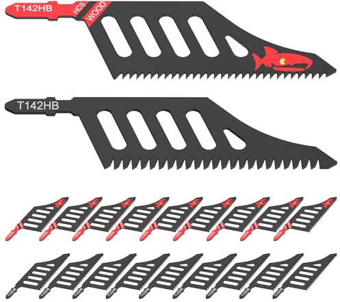 20 Pcs Flush Cutting Jigsaw Blades Carbon Steel T Shank Flush Cutting Jigsaw Blade for Softwood Hardwood Plywood Fiberboard