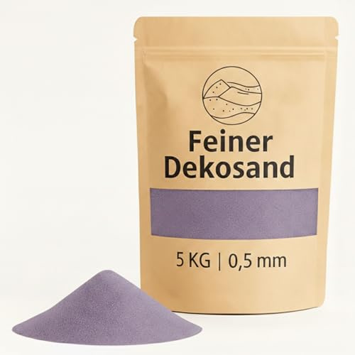 Deko-Sand flieder als farbige Streudeko - 5 kg kleine Deko-Steine Ø 0,5 mm für Gläser, Vasen