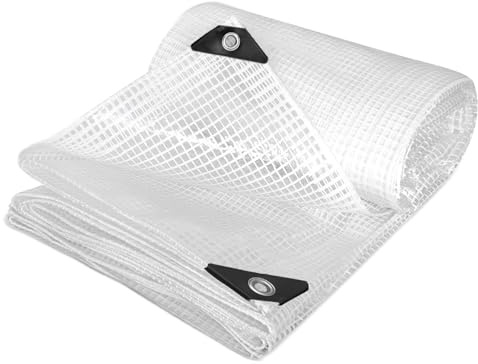 175GSM Clear Tarpaulin Waterproof Heavy Duty (13ft x 16ft) / (4m x 5m) Tarpaulin Sheet with Reinforced Eyelets | UV/Tear Resistant Multipurpose Weatherproof Tarp for Garden, Farming, Camping