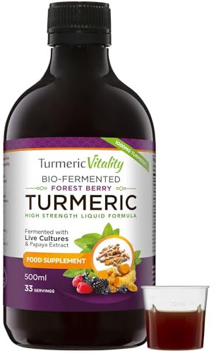 Turmeric Curcumin with Probiotics & Enzymes - Fermented High Strength Liquid Turmeric Supplement with Black Pepper & Ginger Equivalent to 2 Turmeric Capsules - Turmeric Shots