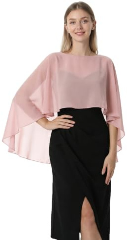 Hotshawl Capelets - Mantello da donna in chiffon, scialli e sciarpe per abito da sera o da sposa, Oro rosato, taglia unica