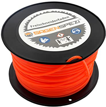 Sägenspezi Profi Mähfaden rund – 4 mm x 50 m – Ersatzfaden für Motorsense, Trimmer & Freischneider – Neon Orange – auch verschiedene Stärken & Längen wählbar