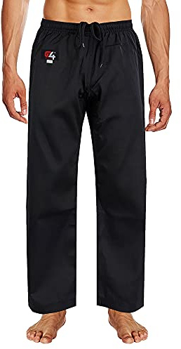 G4 VISION Adult Karate Trousers Martial Arts Student Karate Suit GI Aikido Pant Kung Fu (Black, 4/170cm)