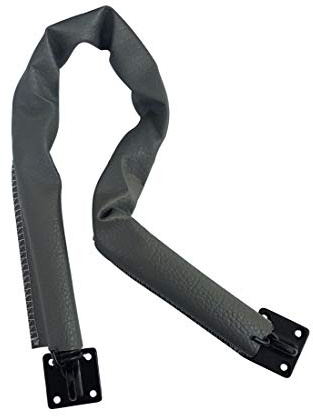QCAA Extra Heavy Storm Door Chain Check, 25-1/2 Length, Solid Brass Bracket, Matte Black, 304 Stainless Steel Hook, Grey Textured Vinyl Cover, 1 Pack, Made in Taiwan