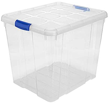 Tradineur - Scatola di ordinazione in plastica n. 17 trasparente, con coperchio e maniglie, capacità 35 litri, 35,5 x 42,2 x 35 cm, modello casuale