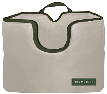 Expandable Garden Hose Holder by Hose Pocket – Store Your Expandable Garden Hose Neatly and Simply – Size Small Designed for 25-50 ft. Hose (Small)