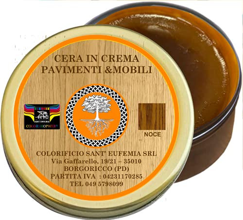 OIL&WAx Ceralegno cera d'api crema pasta per mobili e legno lucida protegge NATURALE + 6 TONALITÀ PIGMENTATE MADE IN ITALY (500 ml (2 vasi da 250), NOCE)