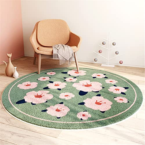 SWECOMZE Kinderzimmer Babymatte Weich Teppich Rund Babyzimmer Krabbeldecke rutschfest Spielmatte Baby Krabbelmatte Groß Kinderteppich Mädchen Jungen (Blume 2#,100 * 100cm)