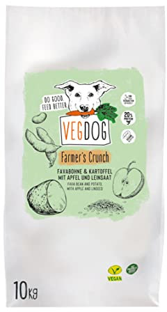 VEGDOG Farmer's Crunch hypoallergenes Trockenfutter (10 kg) | Adulte Hunde| ohne Gluten und Soja, purinarm | Alleinfutter für Allergiker mit Kartoffelprotein