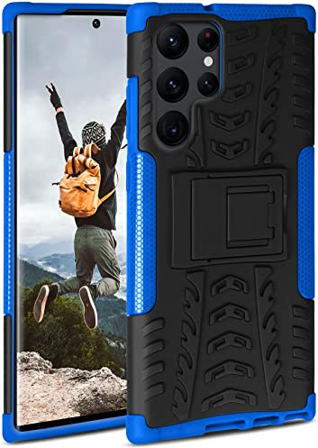 ONEFLOW Tankväska kompatibelt med Samsung Galaxy S22 Ultra – fodral utomhus, stötsäkert, mobiltelefonfodral med stativ, kamera- och skärmskydd, mobiltelefon hårt fodral pansarfodral, horizon – blått