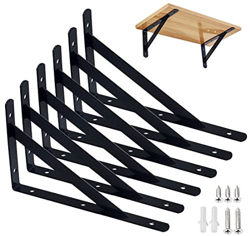 Regalhalterung, Wandecke Schwerlasthalterung 90 Grad Eckregalhalterung Massivstahlregalhalterung für Wandmontage(200 x 120 mm,6 Stück)