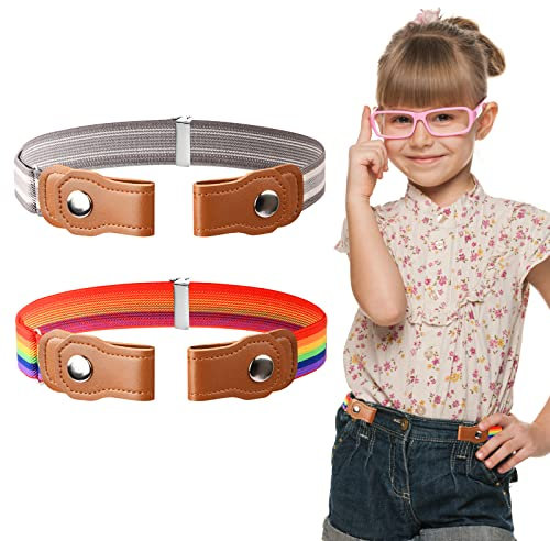 Joyan 2 Stück Elastischer Gürtel kinder, Schnallenfreier Gürtel für Jungen Mädchen, Einstellbar Gürtel Kinder Ohne Schnalle für Jeans Hosen Kleid