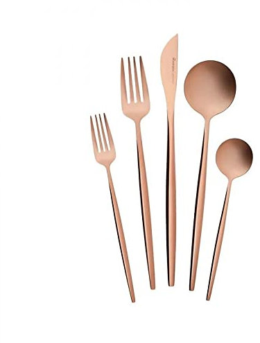 Karaca Orion Matte Rose Gold Besteck Set 30 Teile 6 Personen, Stahl, Essbesteck Tafelbesteck Set Besteck Messer, Gabeln, Löffel, Kuchengabeln, Modernes Design