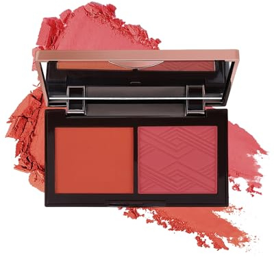 Palette de 2 Couleurs avec Miroir - Blush Poudre Mat, Longue Durée et Résistant aux Bavures - Finition Mate Naturelle, Maquillage Visage Blush Contour pour Femmes - 03#
