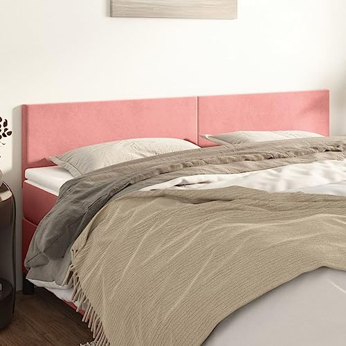 CKioict Betthaupt Wandkissen Bett Bettkopfteil Schlafzimmer Kopfteile 2 STK. Rosa 90x5x78/88 cm SamtGeeignet für Schlafzimmer, Gästezimmer, Schlafsaal