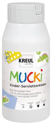 KREUL 24392 - MUCKI Kinder-Serviettenkleber 750 ml - Auswaschbarer Kinder-Spezialkleber für Serviettentechnik mit sensitiven Eigenschaften
