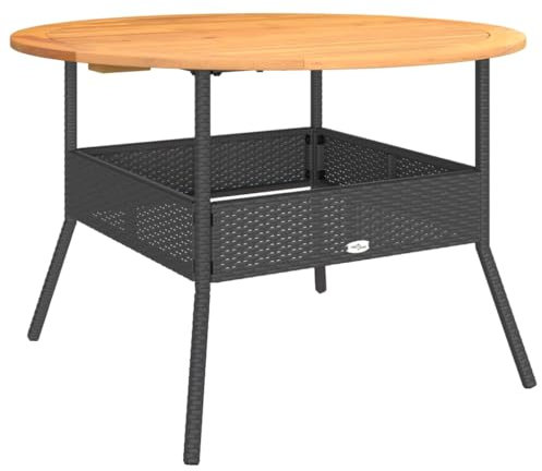 vidaXL Gartentisch mit Glasplatte, Esstisch mit Stahlrahmen, Beistelltisch für Terrasse Garten, Tisch Gartenmöbel, Schwarz Poly Rattan