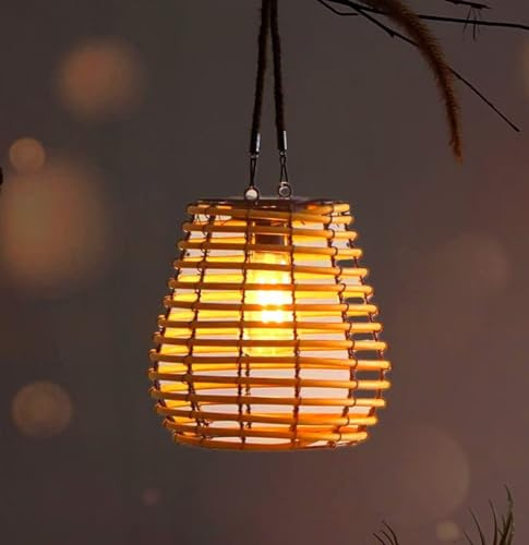 Solar Laterne Outdoor Solar Rattan Hängende Solarleuchten Solarlaterne Licht Tragbare Solarlampe Gartenlandschaft Solarbeleuchtung für Terrasse Esstisch Dekoration