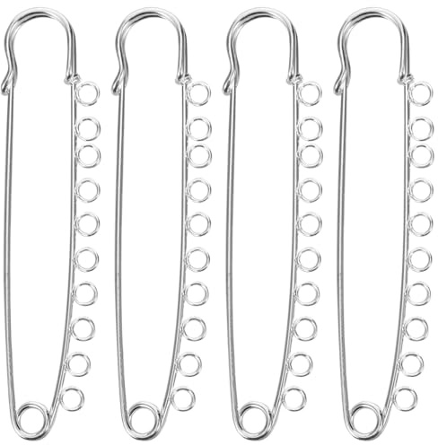 DIYEAH Silberne Sicherheitsnadel Mit Schlaufe 3.54 Zoll Robuster Metall-Broschen-Basisstift Für DIY Schmuckherstellung Und Sichere Kleidung Befestigung