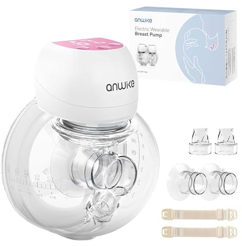 ANWIKE Milchpumpe Elektrisch Ultra-Leicht 193 g - Schmerzfreie Handsfree Milchpumpe, 3 Modi 9 Stufen mit LED-Anzeige