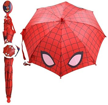 Berkshire Fashions Spiderman Kids Umbrella with Clamshell Handle, Red