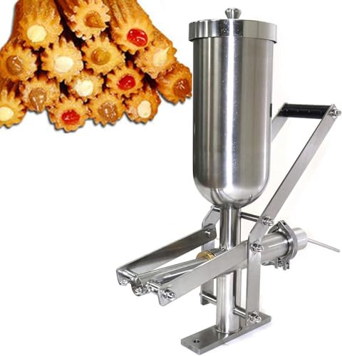 JUWTEEI Manual Churro Filler,5L Spanish Donuts Dessert Churro Makers Stainless Steel Latin Fruit Donut Filling Machine,Commercial Chocolate Jam Filling Machine for Kitchen Restaurant