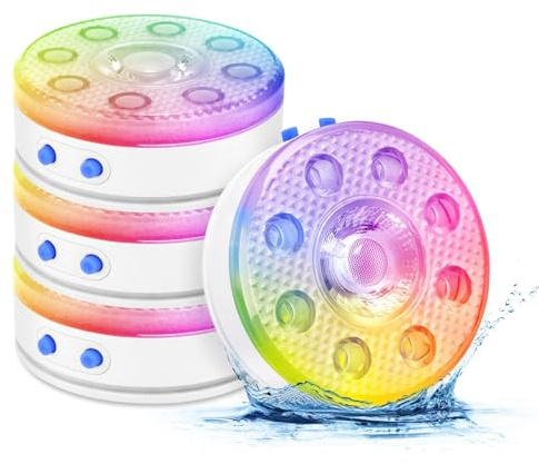 Magnetische Poolbeleuchtung Unterwasser mit Fernbedienung - LUXJET 4 Stück Wiederaufladbare Poollampen Unterwasser LED Licht, Pool-Lichter für Schwimmbad Garten Vase Party